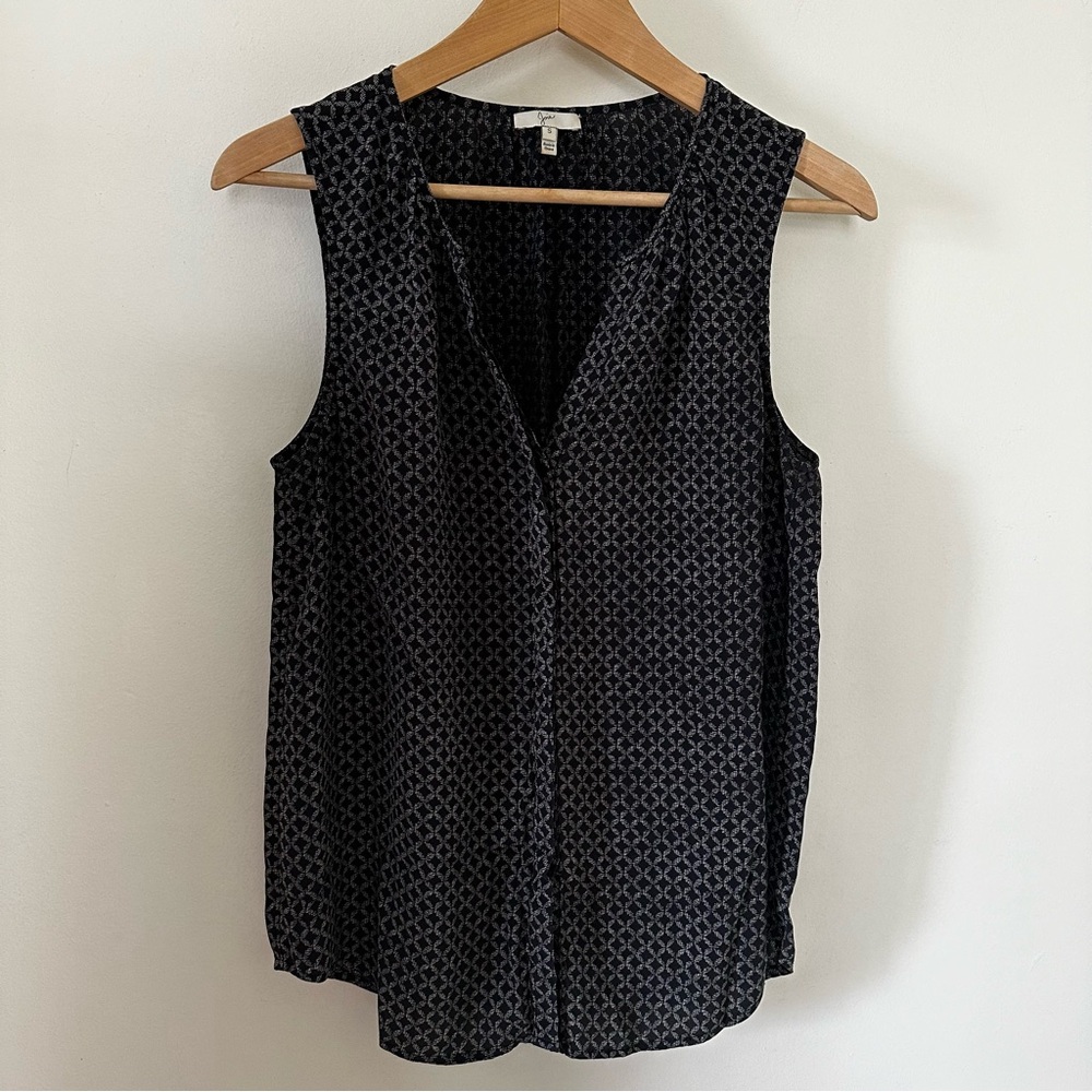 Joie Sleeveless Black Patterned Blouse, size small